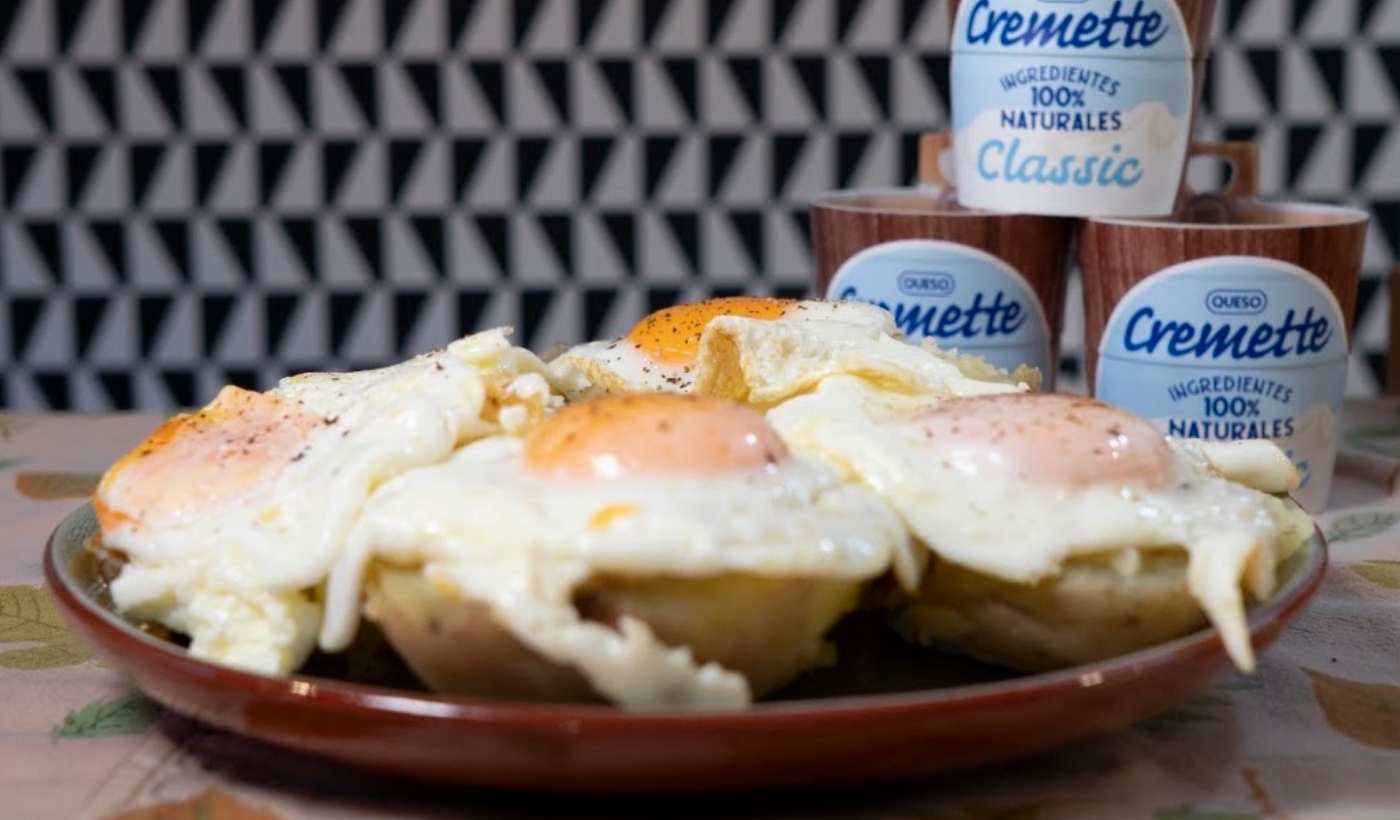 Patatas rellenas con Cremette, trufa y huevo frito